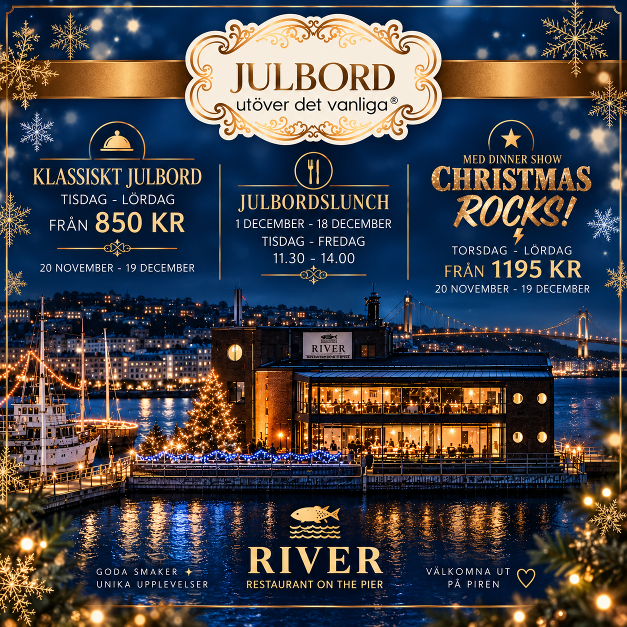 River Restaurant On The Pier - julbordsrestaurang i Eriksberg, Göteborg